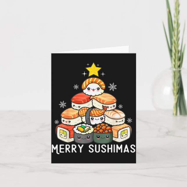 Tarjeta Cute Sushi Christmas Tree Fast For Food Lover Men  (Anverso)