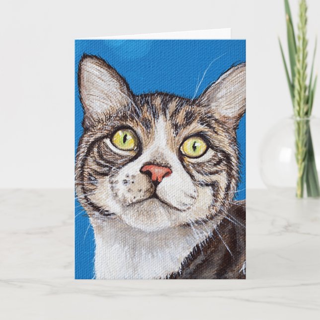 Tarjeta Cute Tabby Cat Painting (Anverso)