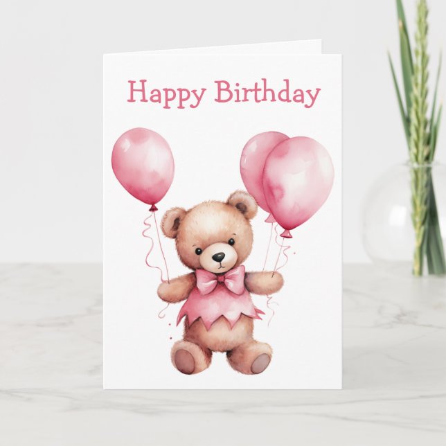 Tarjeta Cute Teddy Bear Birthday Card (Anverso)