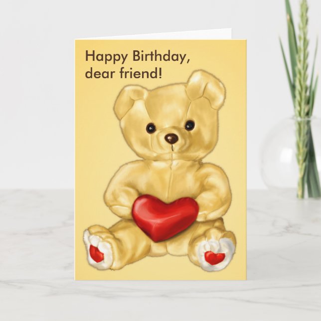 Tarjeta Cute Teddy Bear Hypnotist Amigo Cumpleaños (Anverso)