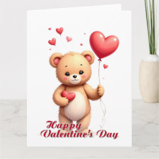 Tarjeta Cute Teddy Bear with Heart – Happy Valentine’s Day