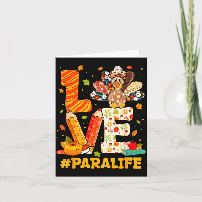 Tarjeta Cute Thanksgiving Love Para Teacher Turkey Autumn  (Anverso)