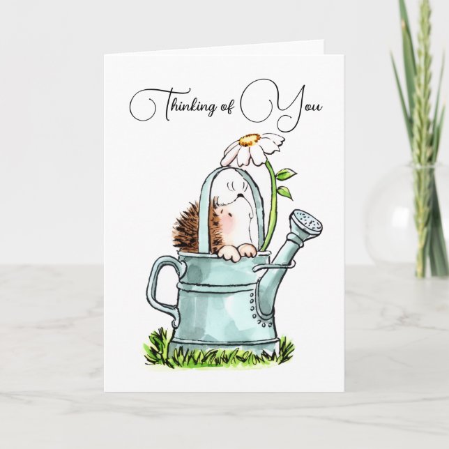 Tarjeta Cute Thinking of You Notecard with Hedgehog (Anverso)
