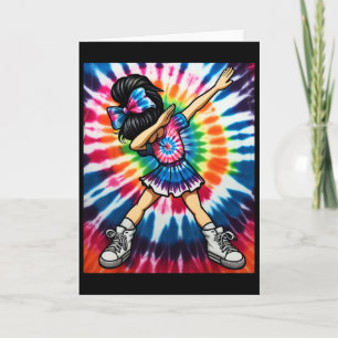 Tarjeta Cute Tie Dye Animada Cheerleader Bailando Cheerlea
