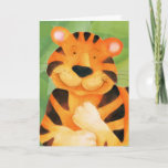 Tarjeta Cute Tiger art kids Birday Card<br><div class="desc">Mensaje dentro: Espero que su cumpleaños esté lleno de diversión y risas. Que tengas un día fantástico". O puedes personalizar con tu propio mensaje.  Pintado y diseñado exclusivamente por Sarah Trett.</div>