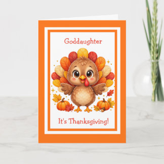 Tarjeta Cute Turkey Happy Thanksgiving Goddaughter