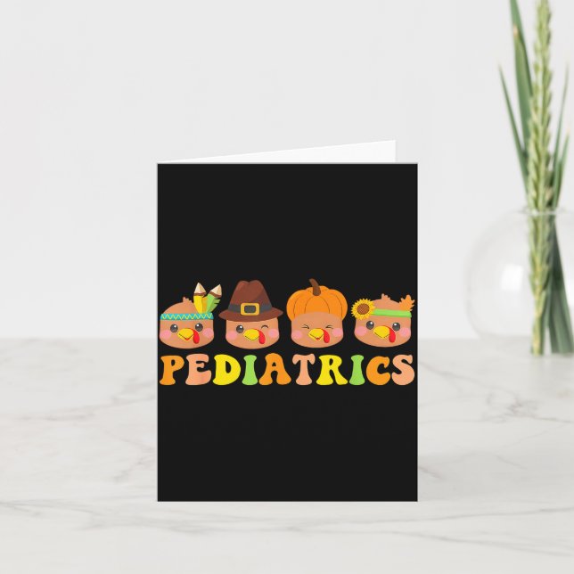 Tarjeta Cute Turkeys Pediatrics Pumpkin Thanksgiving Fall  (Anverso)