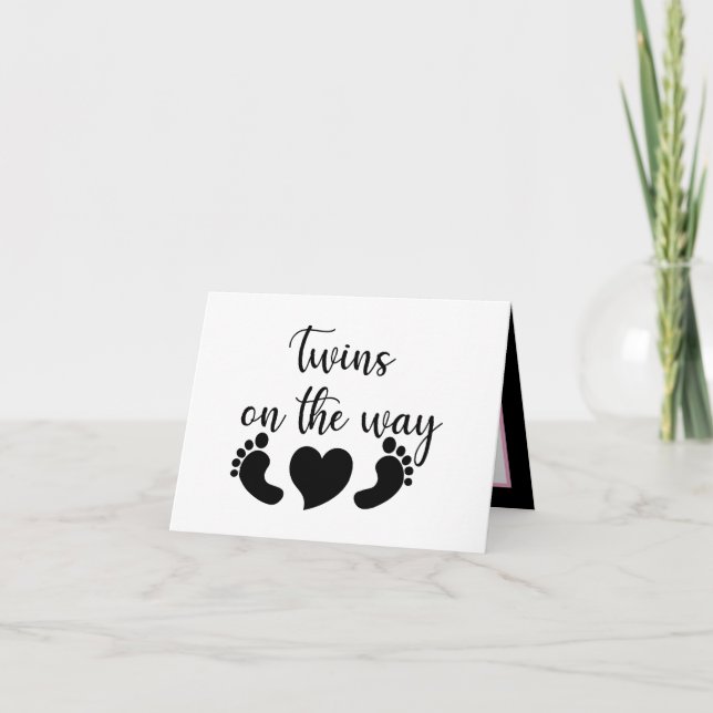 Tarjeta Cute twins word art add message  (Anverso)