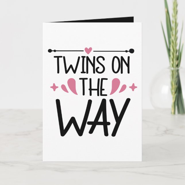 Tarjeta Cute twins word art add message inside  (Anverso)
