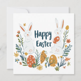 Tarjeta Cute Two Bunnies Easter