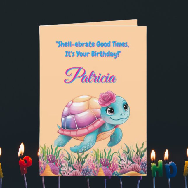 Tarjeta Cute Under the Sea Floral Sea Turtle Cumpleaños (Subido por el creador)