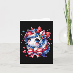 Tarjeta Cute Unicorn 4 De Julio Niñas American Flag