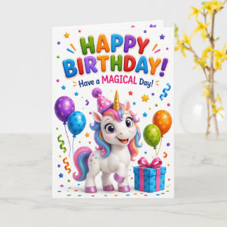 Tarjeta Cute Unicorn Happy Birthday Card for Kids | Colorf