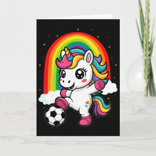 Tarjeta Cute Unicorn Jugando Fútbol _1 