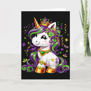 Tarjeta Cute Unicorn Mardi Gras Chicas Niños Mujeres 