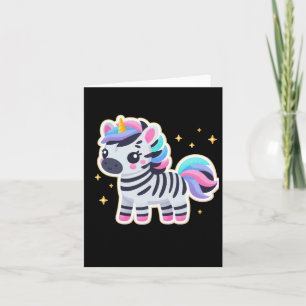 Tarjeta Cute Unicorn Zebra Pegatina