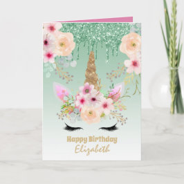 Tarjeta Cute unicornio Bonito de fantasía de color rosa ve