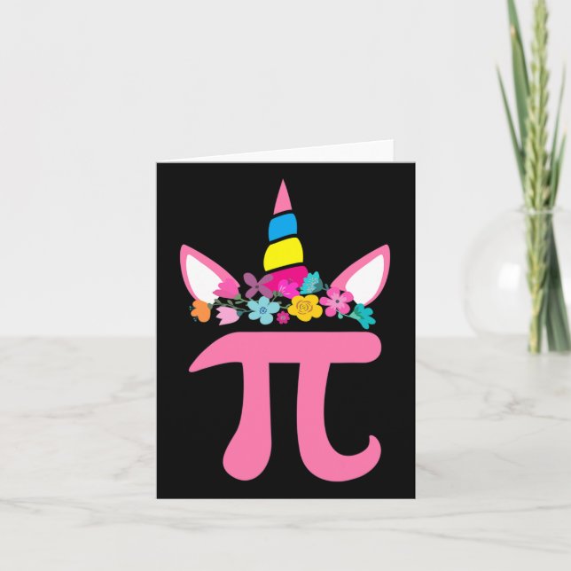 Tarjeta Cute unicornio Pi Math Pun Day Math (Anverso)