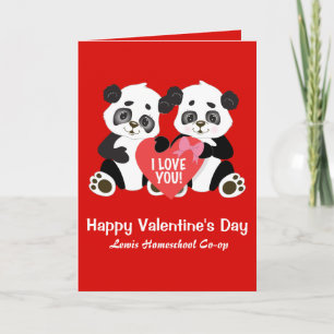 Tarjeta Cute Valentine Pandas Homeschool Card