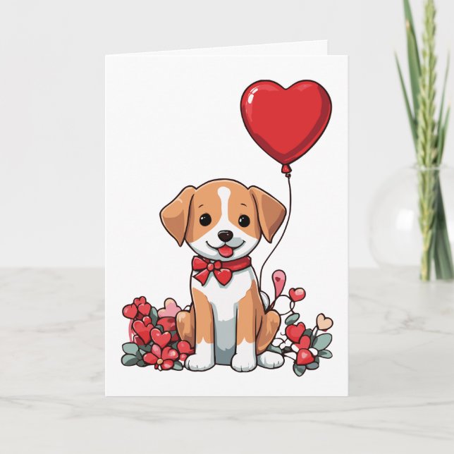 Tarjeta Cute Valentine Puppy (Anverso)