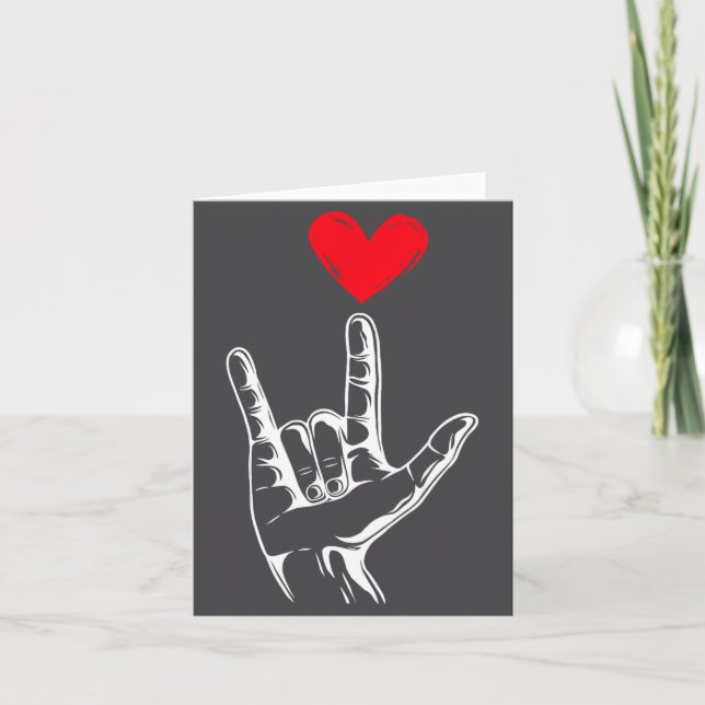 Tarjeta Cute Valentines Day I Love You Hand Sign Language  (Anverso)