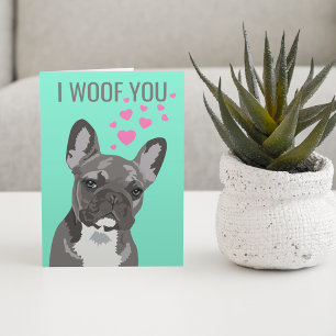 Tarjeta Cute Valentines de parte del perro   Bulldog Franc