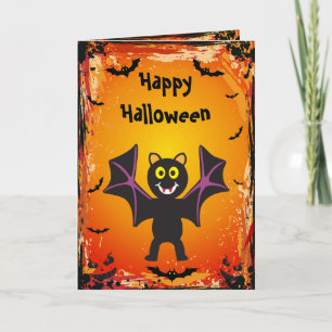 Tarjeta Cute Vampire Bat Halloween Card