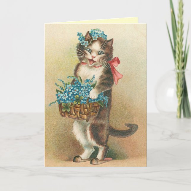 Tarjeta Cute Vintage Kitten (Anverso)