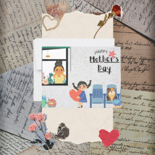 Tarjeta Cute Vintage Photo the Day Card de la madre