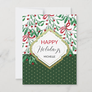 Tarjeta Cute Watercolor Boho Muérdago Fiesta