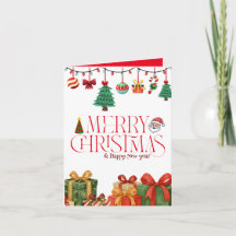 Cute Watercolor Christmas Gifts Folded Card
