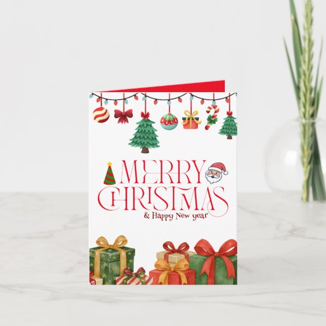 Tarjeta Cute Watercolor Christmas Gifts Folded Card (Anverso)