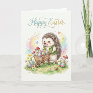 Tarjeta Cute Watercolor Hedgehog Easter