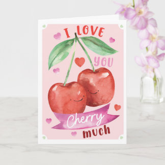 Tarjeta Cute Watercolour Cherry Valentine Card Anniversary