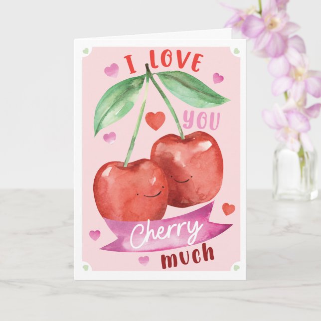 Tarjeta Cute Watercolour Cherry Valentine Card Anniversary (Orquídea)