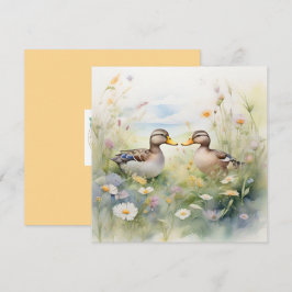 Tarjeta Cute Watercolour Duck Beak To Beak Blank 