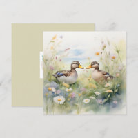 Cute Watercolour Pato Pico a Pico Blanco