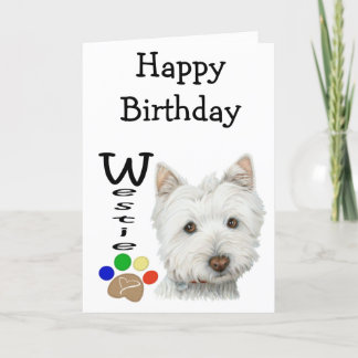 Tarjeta Cute Westie Dog and Paw Art