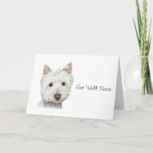Tarjeta Cute Westie Dog Ponte Bien Pronto