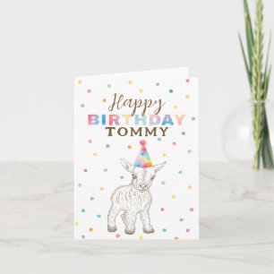 Tarjeta Cute Whimsical Baby Goat Happy Birday Card