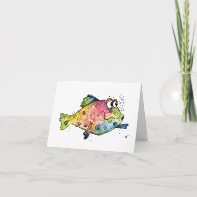 Tarjeta Cute Whimsical Colorous Fish (Anverso)