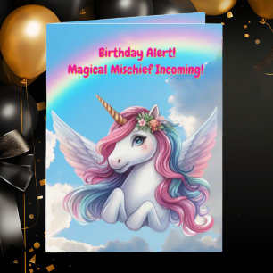 Tarjeta Cute Whimsical Floral Unicornio Girly Niños Cumple