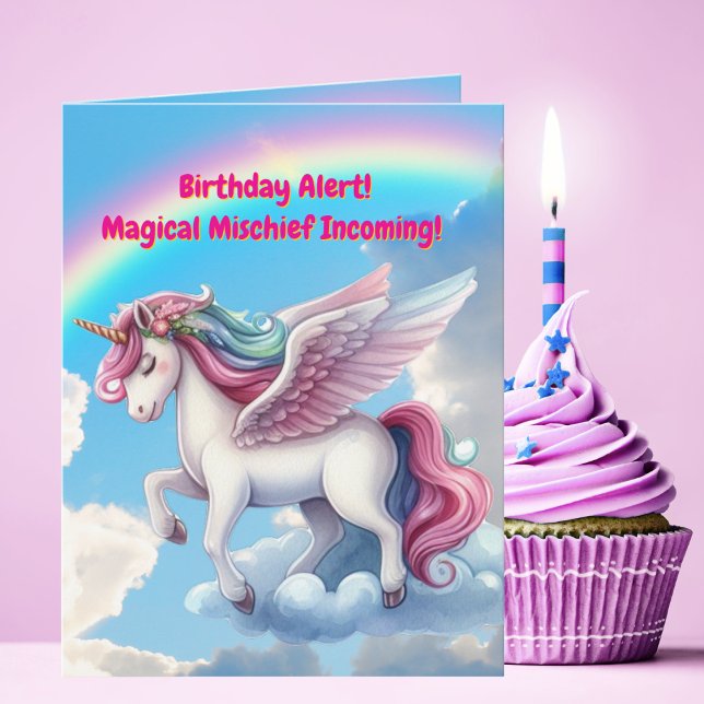 Tarjeta Cute Whimsical Floral Unicornio Girly Niños Cumple (Subido por el creador)