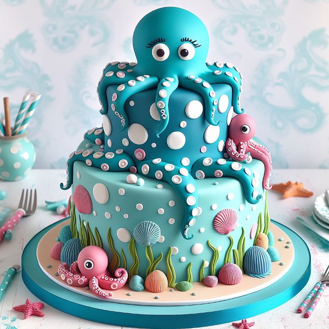 TARJETA CUTE WHIMSICAL OTOPUS TEMÁTICO NIÑOS CUMPLEAÑOS (Subido por el creador)
