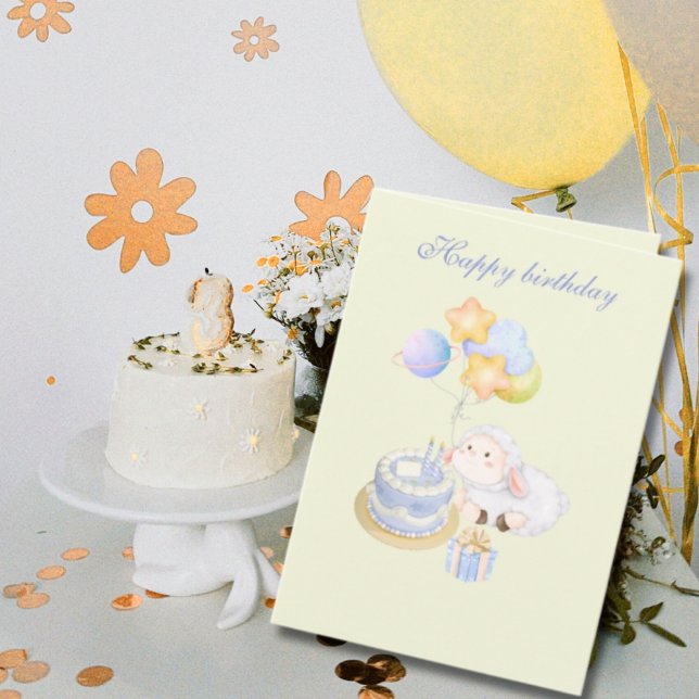 Tarjeta Cute  whimsical Pastel Lamb Birthday Design (Subido por el creador)