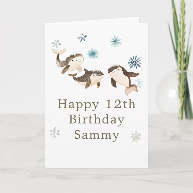 Tarjeta Cute Winter Arctic Whale Birthday Party (Anverso)