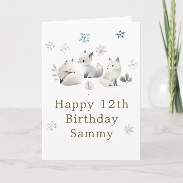 Tarjeta Cute Winter Arctic Wolf Birthday Party (Anverso)