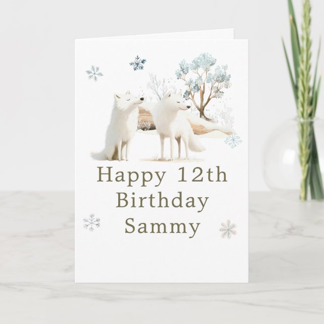 Tarjeta Cute Winter Arctic Wolf Birthday Party (Anverso)