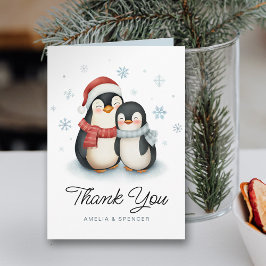 Tarjeta Cute Winter Penguins Baby Shower Gracias