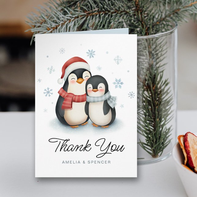 Tarjeta Cute Winter Penguins Baby Shower Gracias (Subido por el creador)
